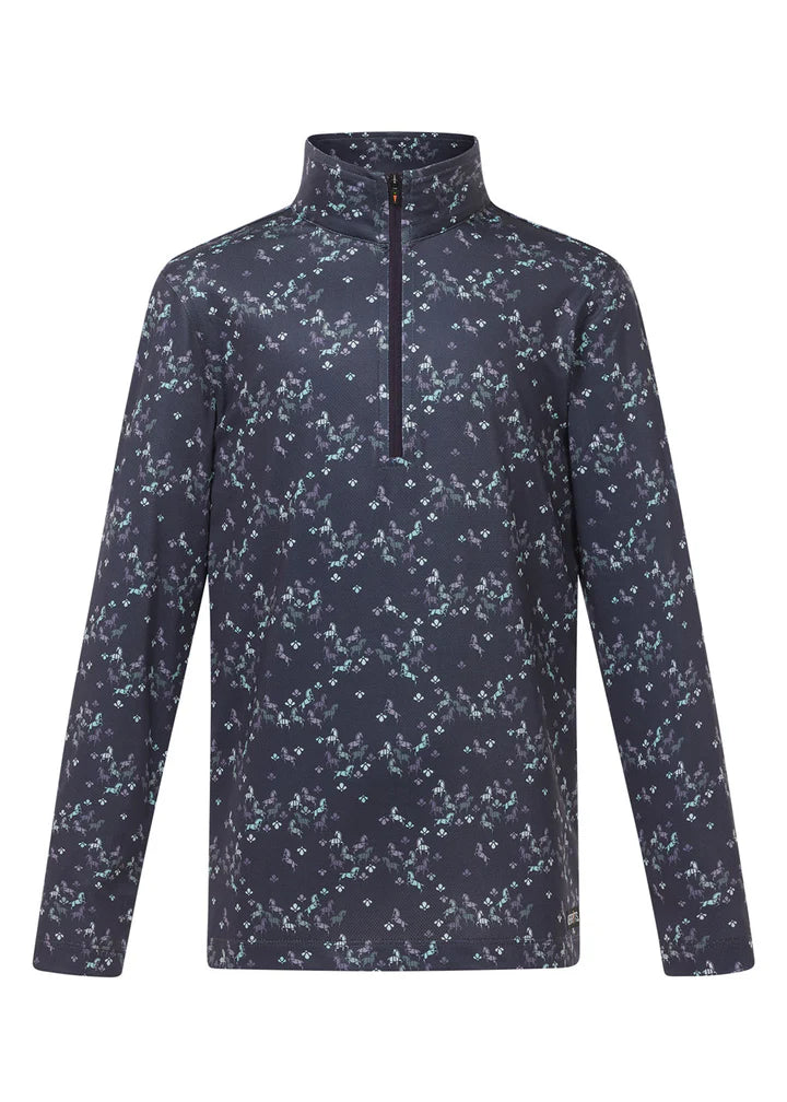 Kids In the Zone Coolcore® Long Sleeve Riding Shirt -PLUMNOIR HAPPY HERDS