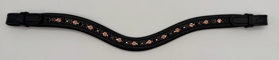 Black Leather Browband -Peach and Brown