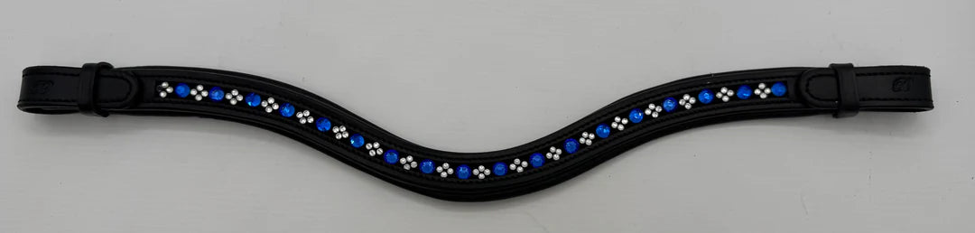 Black Leather Browband -Blue