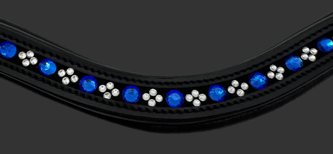Black Leather Browband -Blue