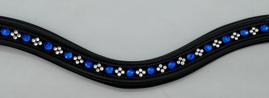 Black Leather Browband -Blue