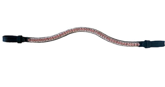 Black Leather Browband - Pink