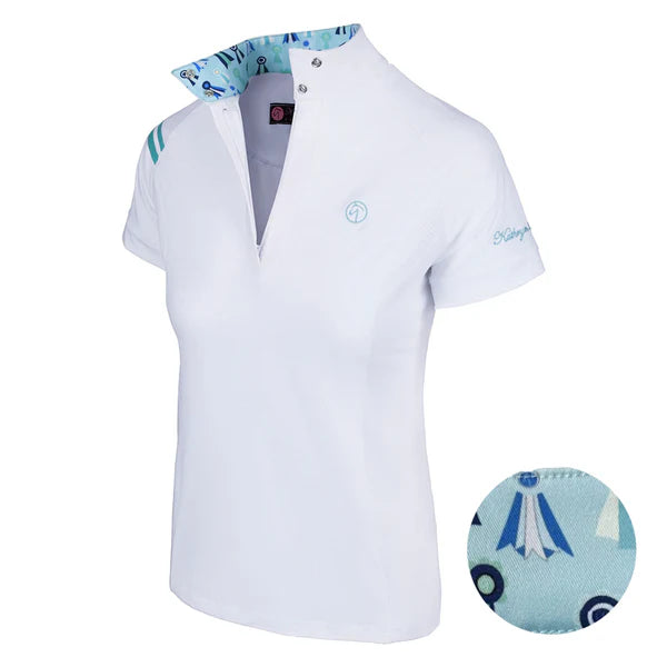ProAir3 Short Sleeve White Show Shirt - Teal Ribbons
