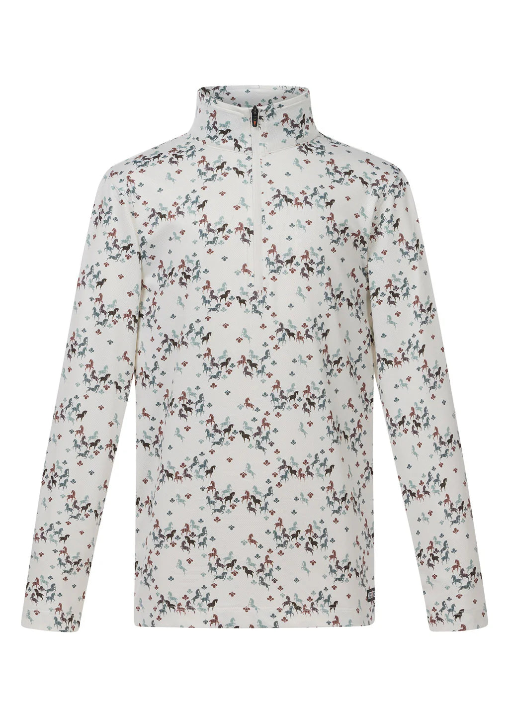 Kids In the Zone Coolcore® Long Sleeve Riding Shirt -  WHITE HAPPY HERDS