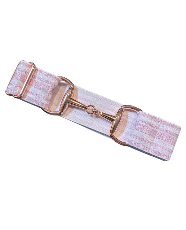 Adjustable Elastic Bit Belt - White and Pink Sparkle